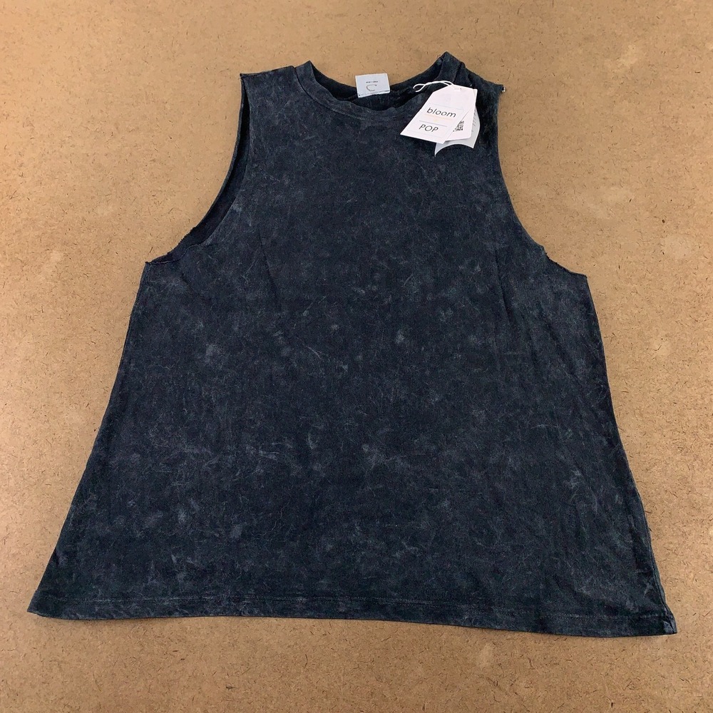 Bloom + Pop Women's Size Large Black Washed Crew Neck Sleeveless Tank Top NWT